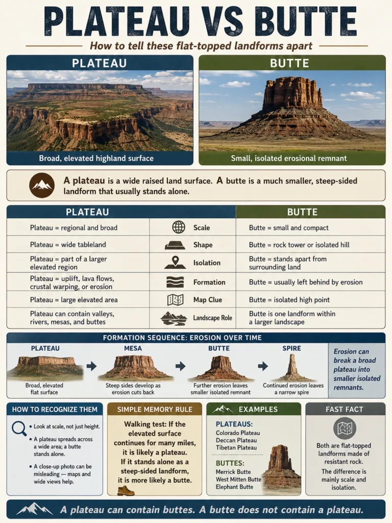 Plateau vs Butte