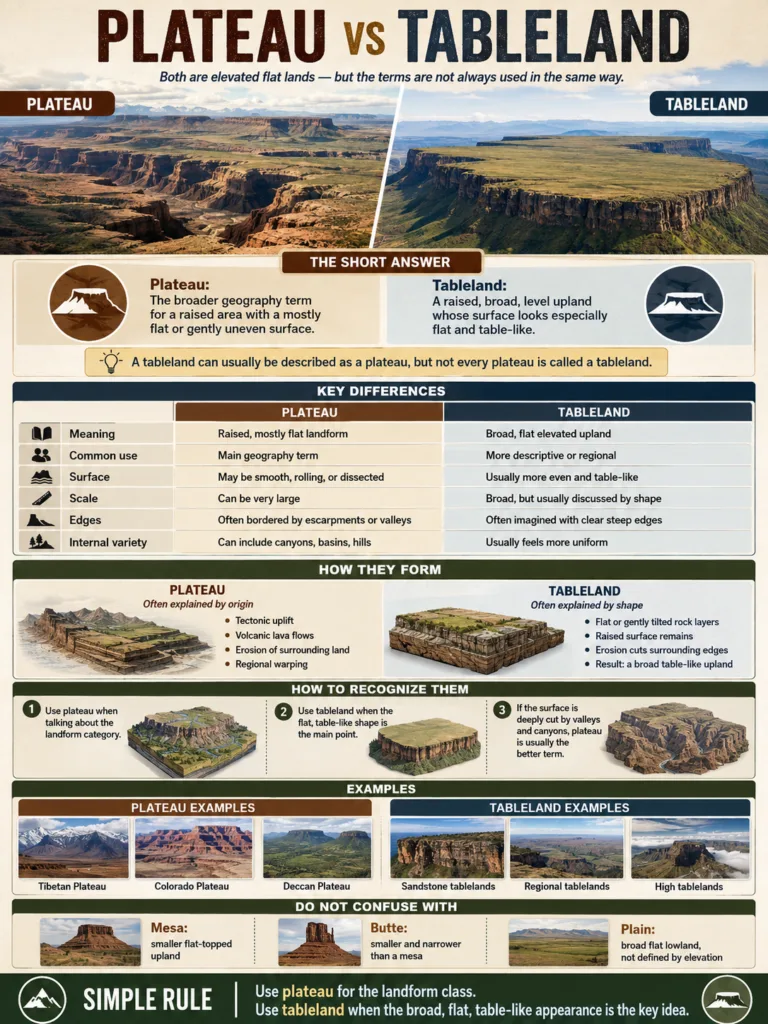 Plateau vs Tableland