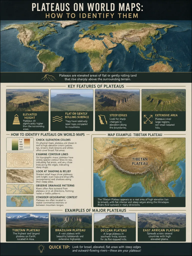 Plateaus on World Maps: How to Identify Them
