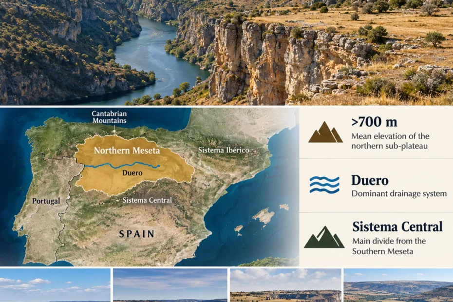 Northern Meseta's Duero Basin and High Plains of Spain showcase diverse landscapes and significant river systems shaping the region's geography.